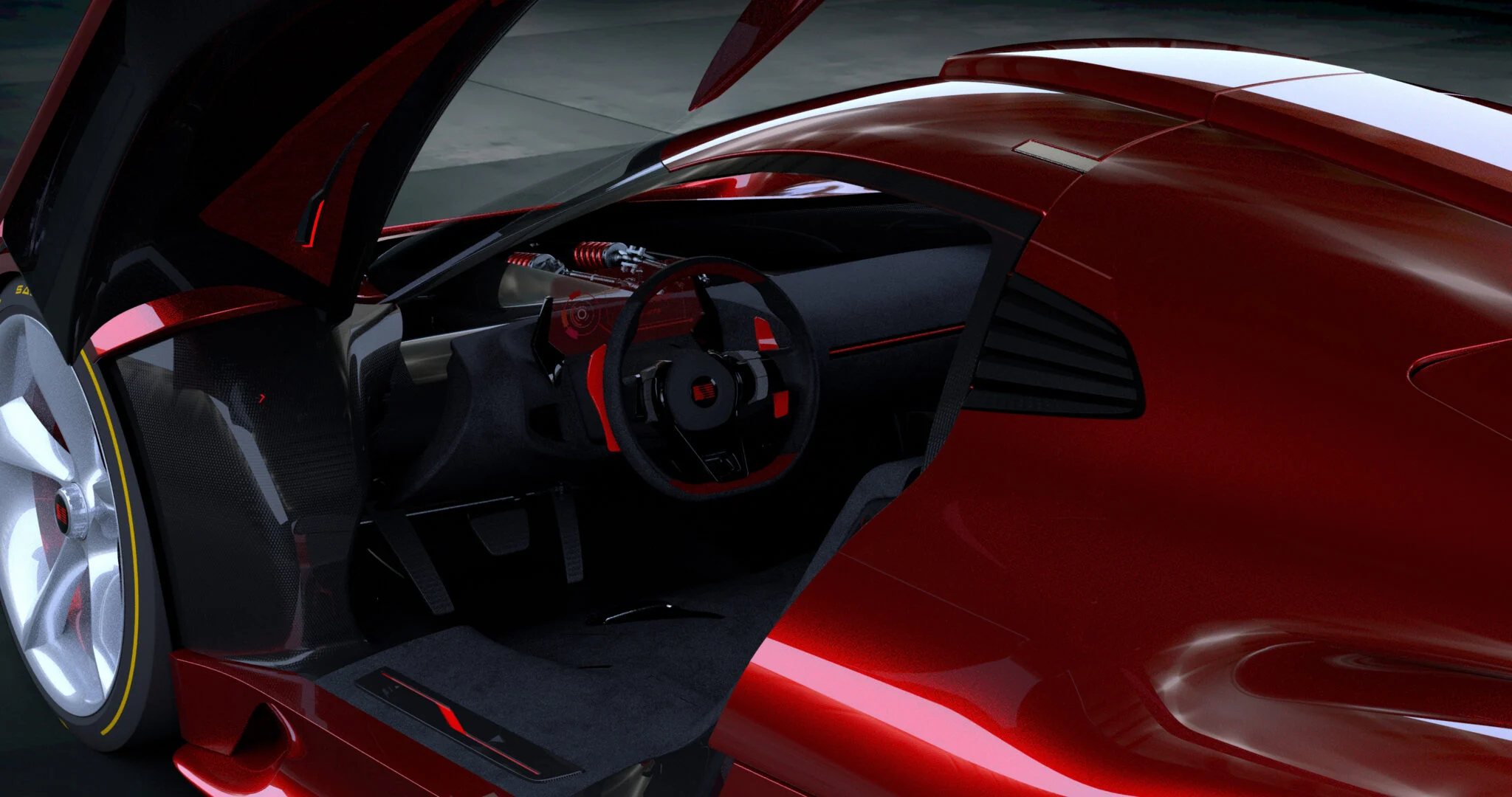 Saleen S11 interior design render, cockpit